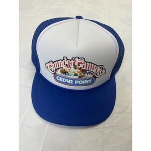 Vintage Cedar Point Hat Thunder Canyon Blue Mesh Trucker Snapback RARE